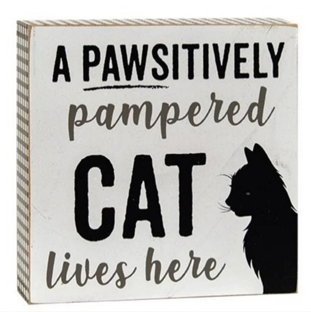 Cat wooden box sign